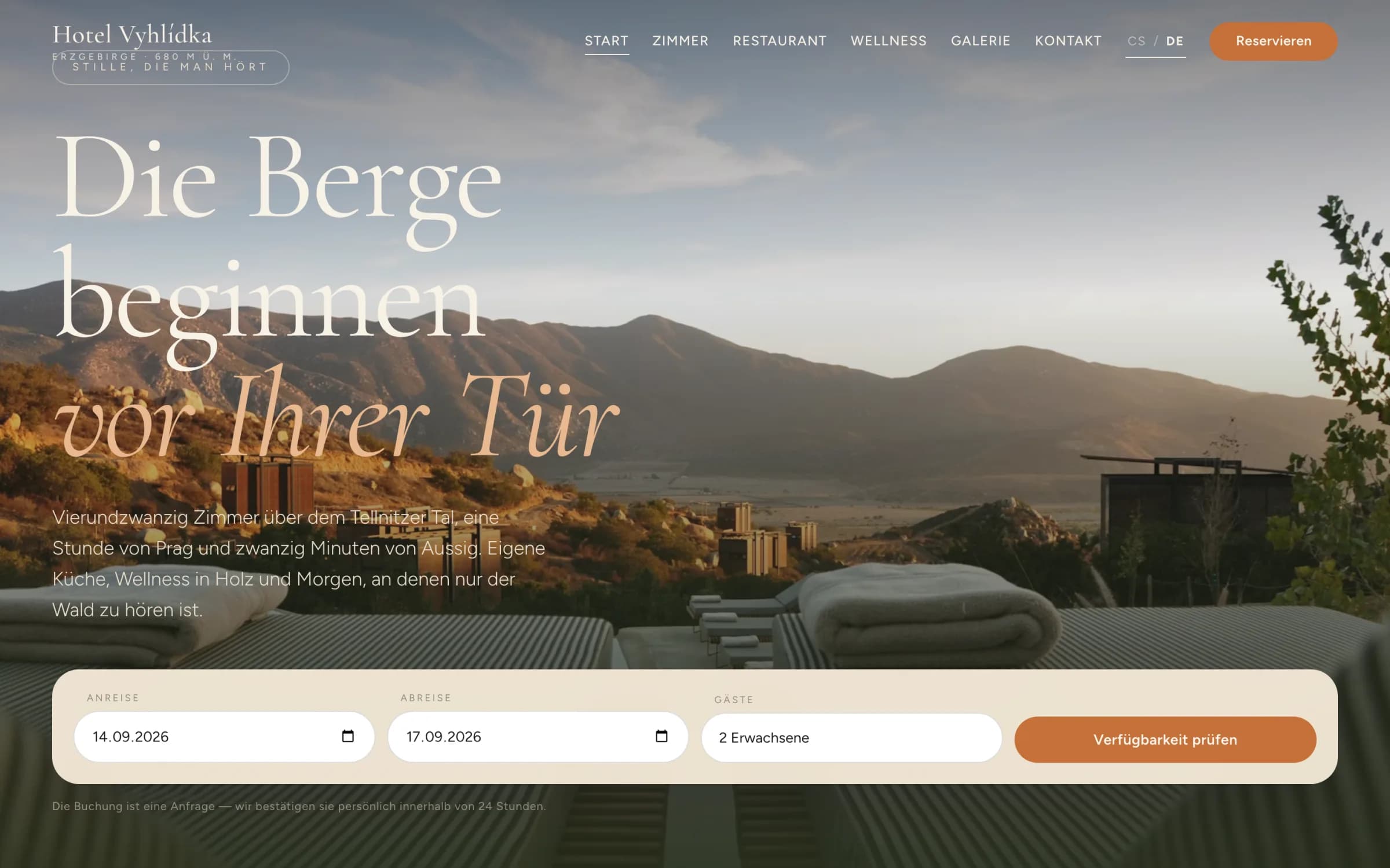 Německá verze webu — obsah i rezervace