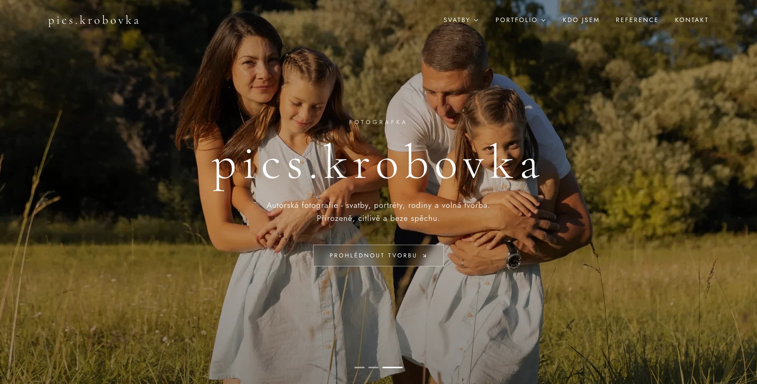 Grafický návrh webu pro fotografku — desktop